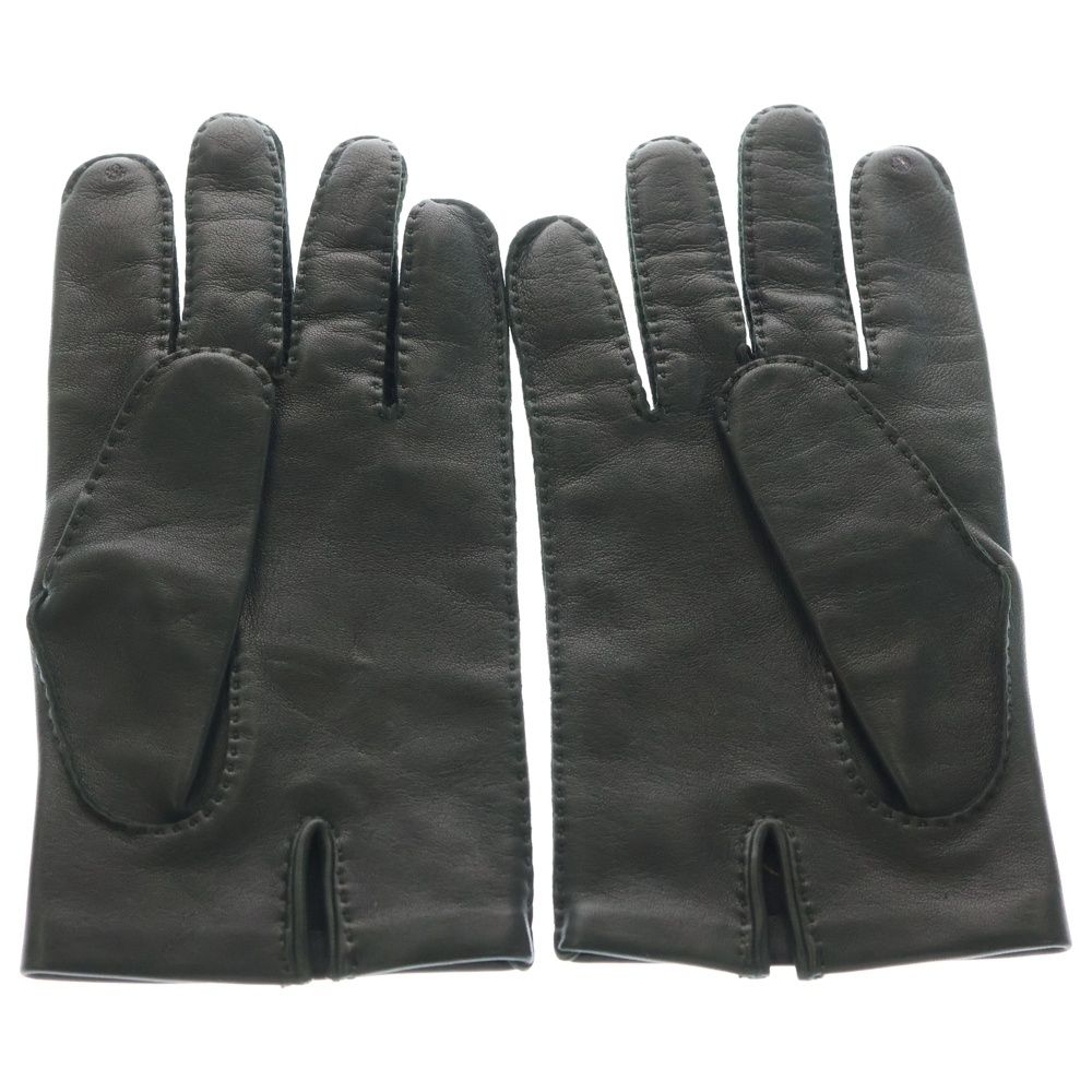 HERMES (エルメス) ラムレザー セリエボタン グローブ 手袋 グリーン