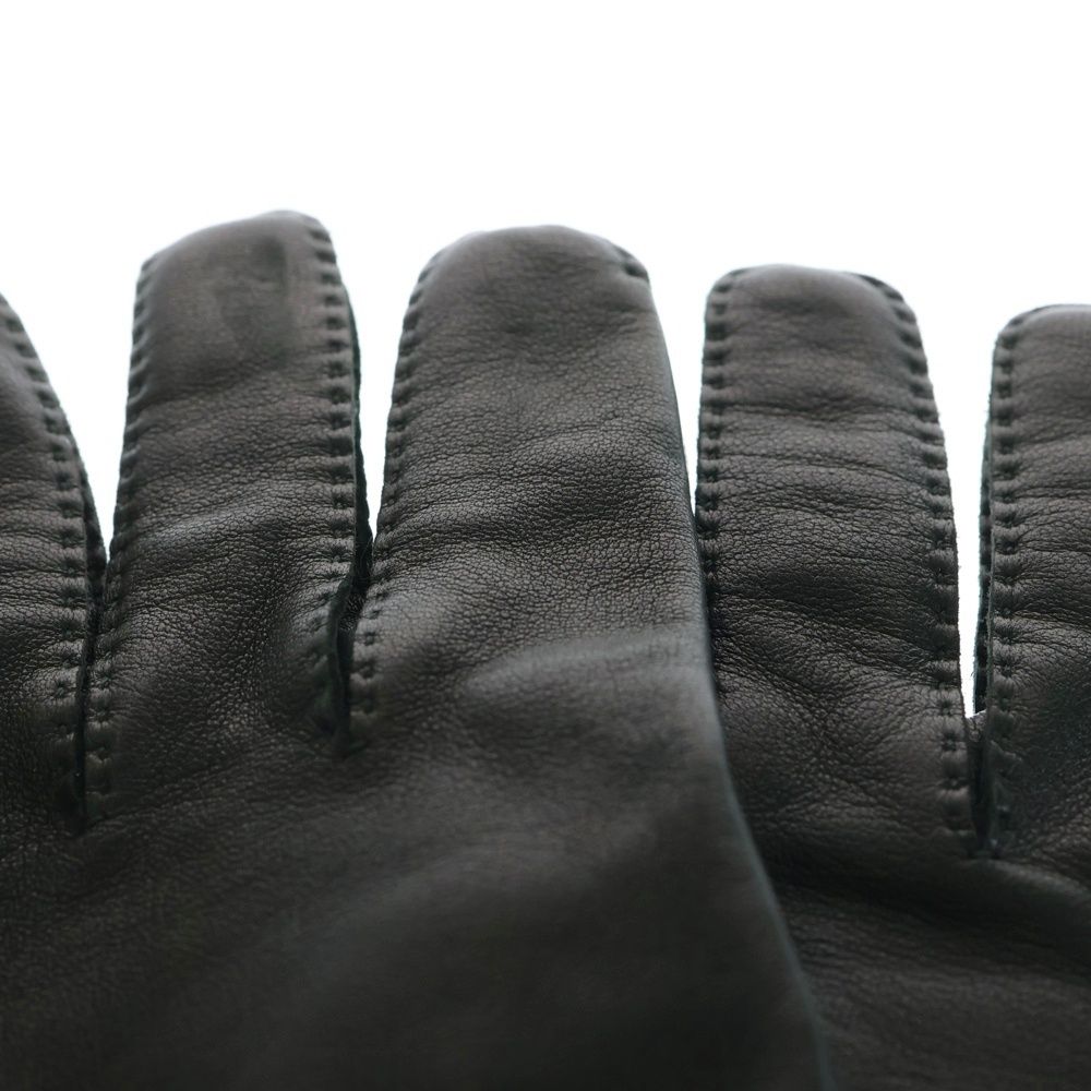 HERMES (エルメス) ラムレザー セリエボタン グローブ 手袋 グリーン