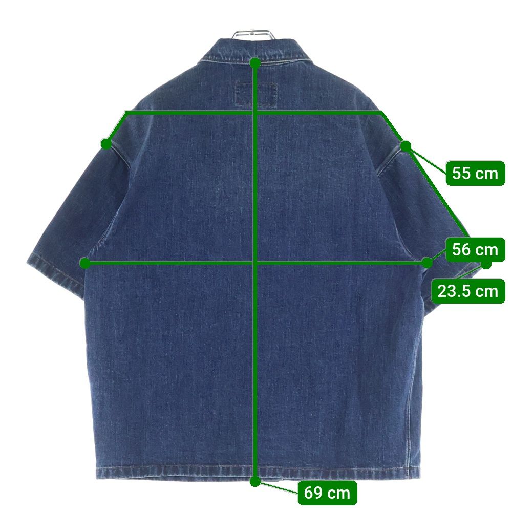 PRADA (プラダ) 三角ロゴプレート デニム 半袖シャツ インディゴ