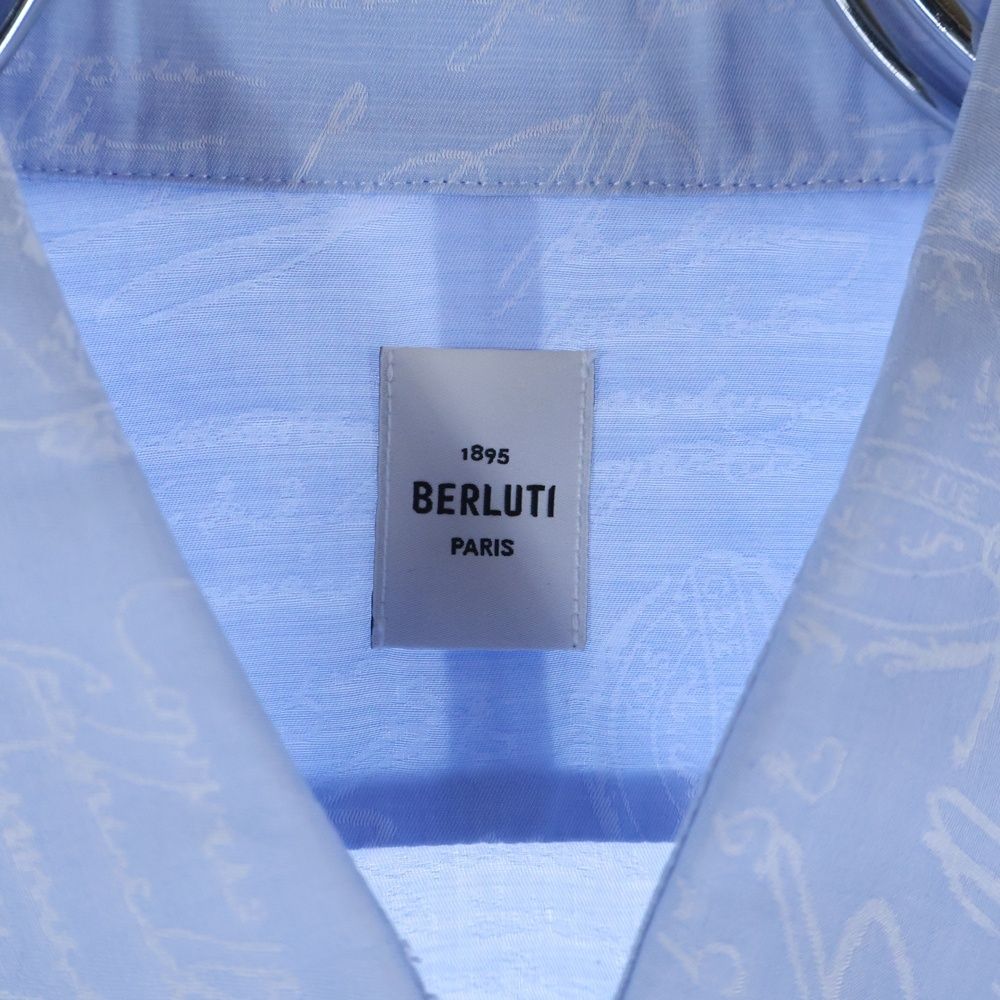 ｔ*ｔ様 ベルルッティ カリグラフィー 総柄シルクシャツ BERLUTI 希少 Berluti (ベルルッティ) スクリット カリグラフィー 総柄 コットン