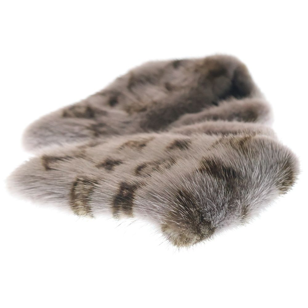  LOUIS VUITTON ルイヴィトン レザーベルト付き モノグラム ミンクファー ティペット つけ襟 グレー レディース その他 その他