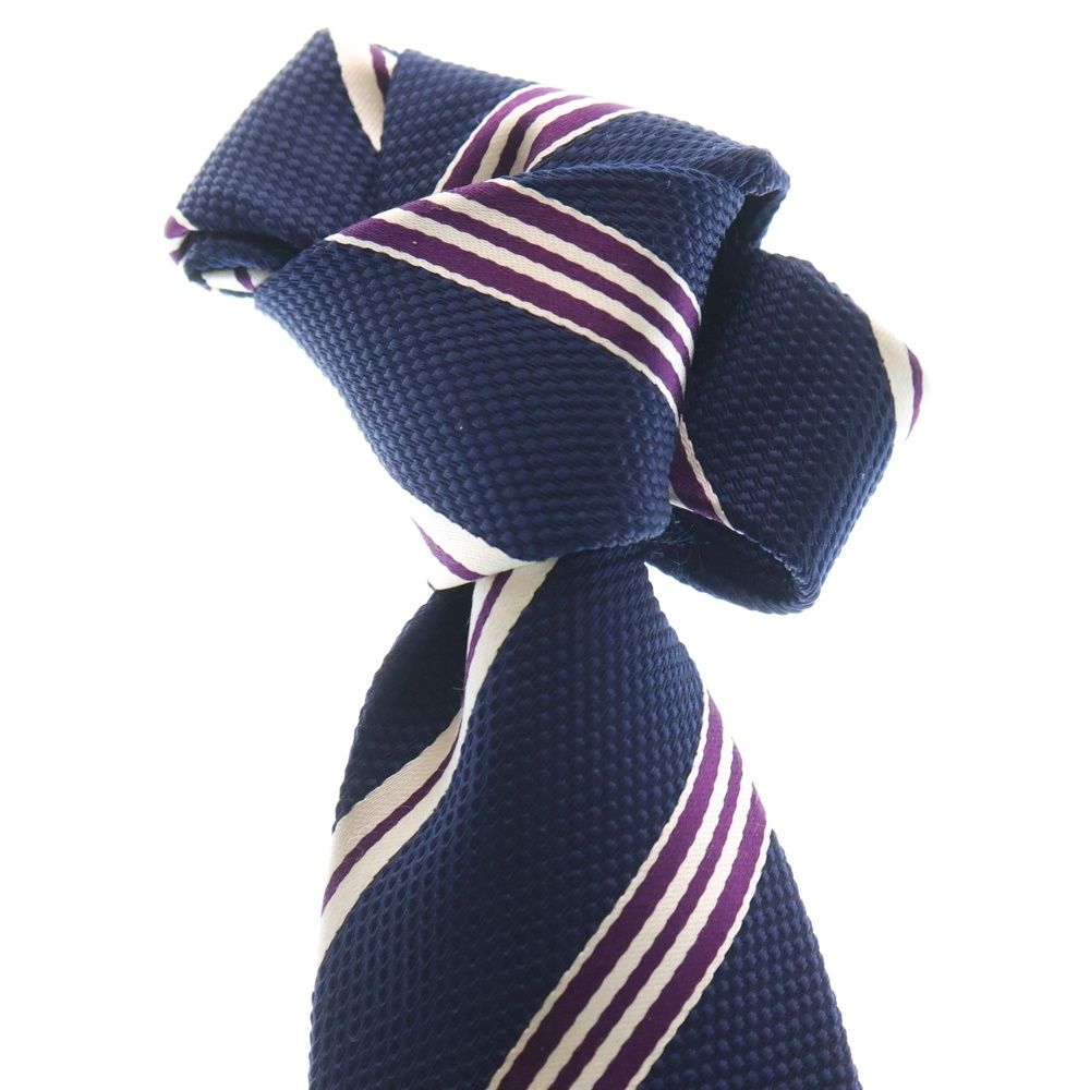 バーバリーブラックレーベル 紺 シルク モノグラム ネクタイ 紺 ネイビー BURBERRY BLACK LABEL (バーバリー ブラックレーベル) ストライプ