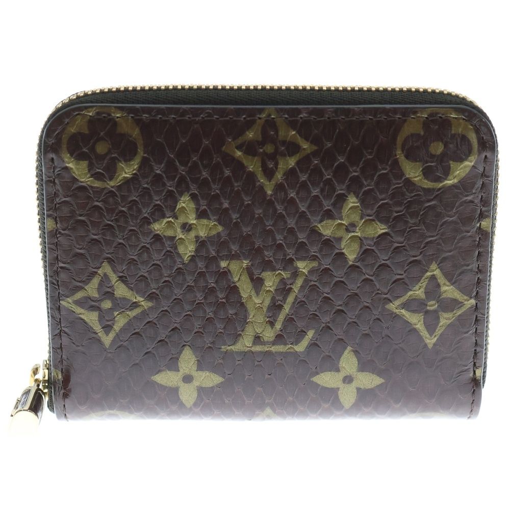 LOUIS VUITTON ルイヴィトン モノグラム コインケース ミニ財布 ジッピーコインパース ブラウン パイソン N 80149 ゴールド金具