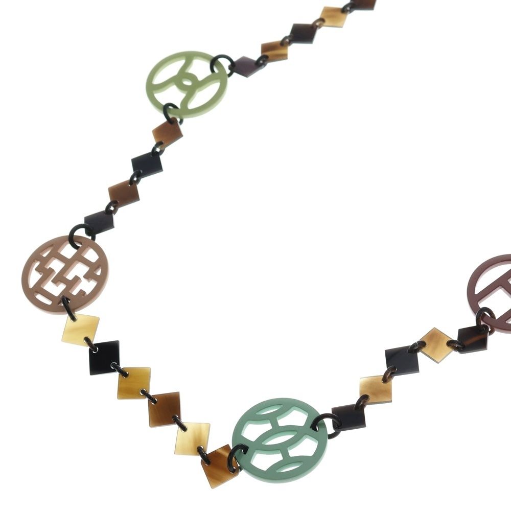 HERMES エルメス ディーヴァ バッファローホーンロングネックレス ペンダント マルチカラー