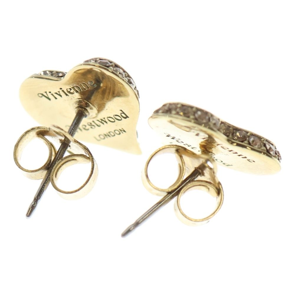 Vivienne Westwood ヴィヴィアンウエストウッド PETRA ペトラ ラインストーン ハート オーブ スタッドピアス オレンジ ゴールド