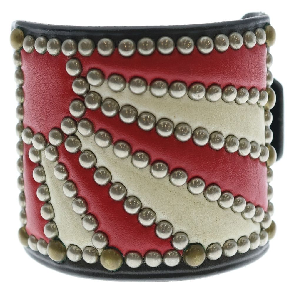 STOP LIGHT ストップライト Sunrise Studs Leather Bracelet サンライズスタッズ レザー ブレスレット ブラック レッド