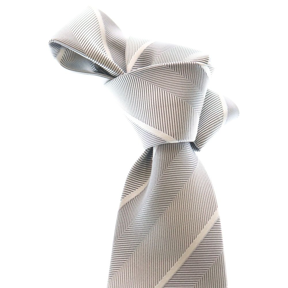 【ネクタイ】バーバリーブラックレーベル　シルバー BURBERRY BLACK LABEL (バーバリー ブラックレーベル) ストライプ