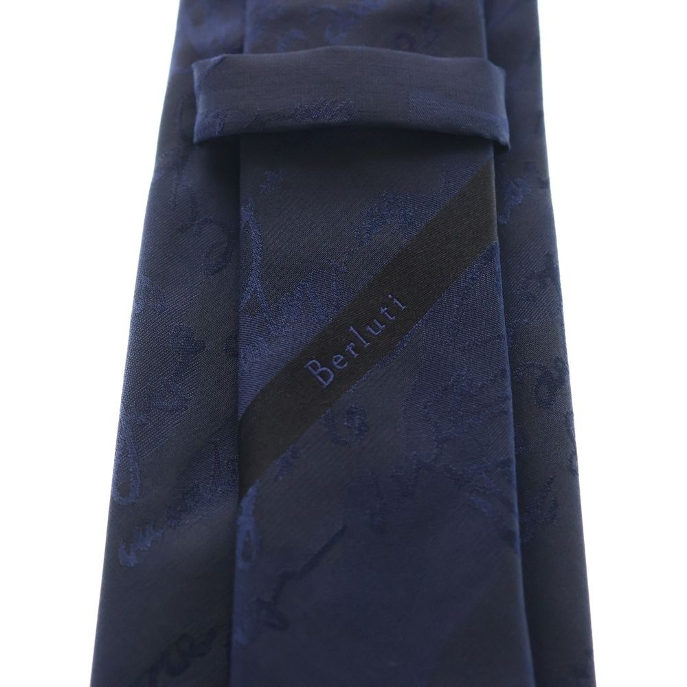 新品　付属品完備 Berluti カリグラフィ ネクタイシルク ネイビー Berluti (ベルルッティ) スクリット カリグラフィ シルク ネクタイ