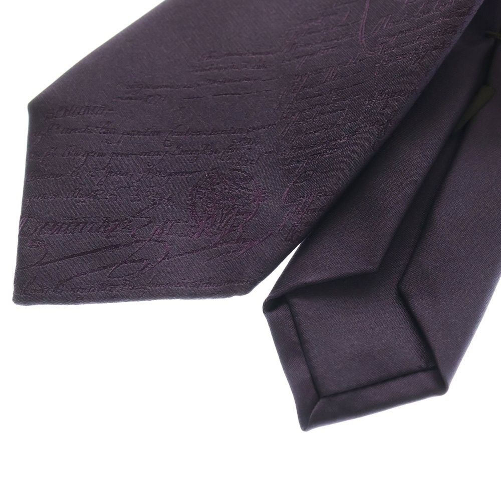 【美品】BERLUTI ベルルッティ　ネクタイ　紫　ソリッド　カリグラフィー 美品】BERLUTI ベルルッティ ネクタイ 紫 ソリッド カリグラフィー