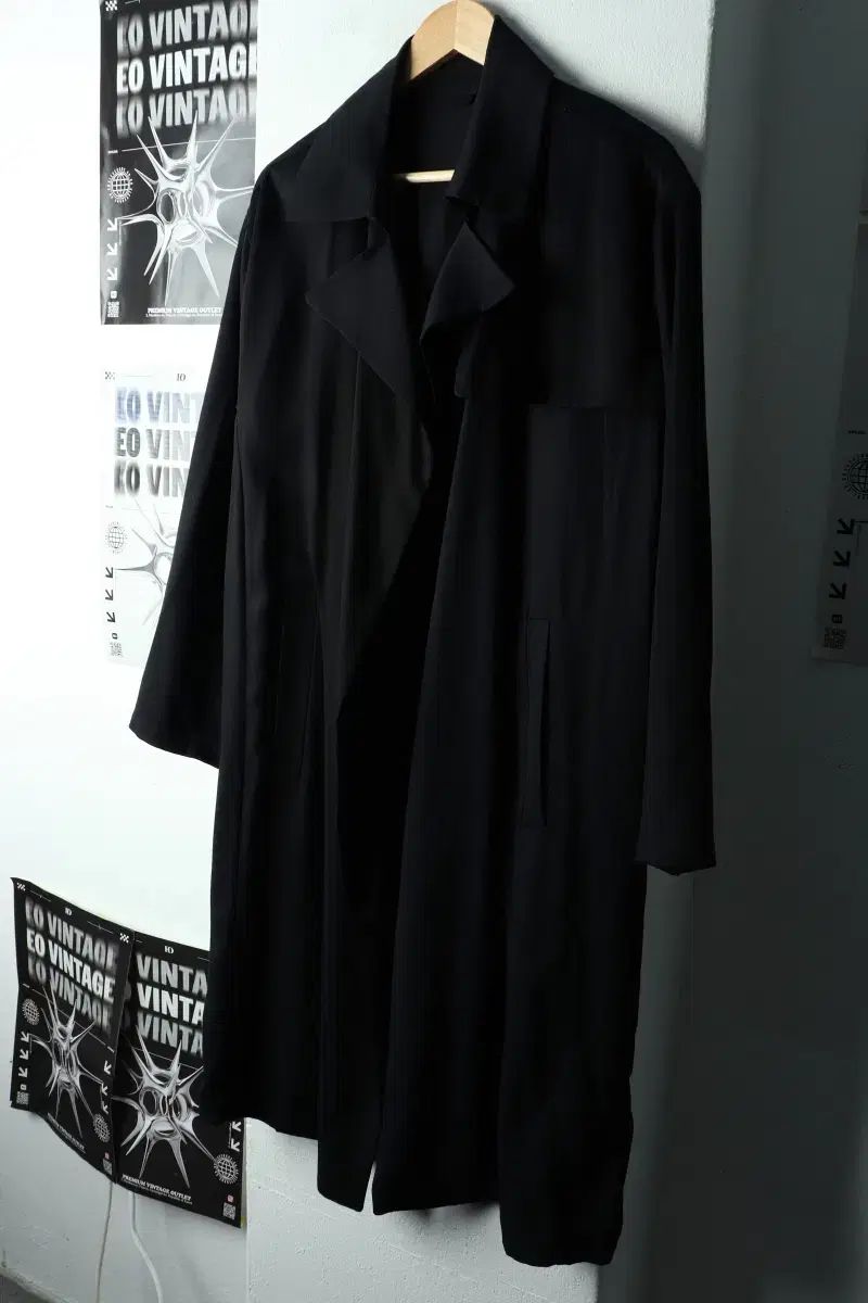 W L オールセインツ コートジャケット ライオセル ブラック ロング 1672 E