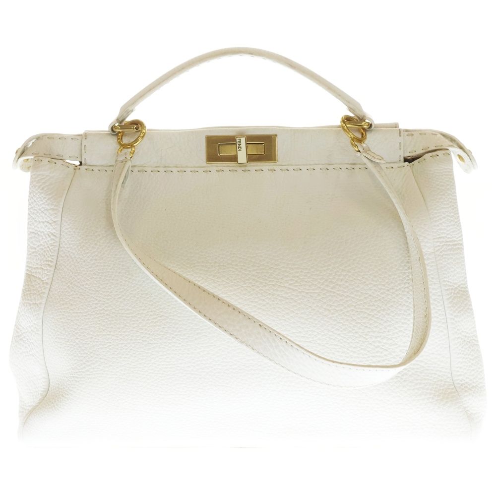 【12／6まで限定価格】FENDI ホワイト ハンドバッグ ゴールド金具 12／6まで限定価格】FENDI ホワイト ハンドバッグ ゴールド金具 - メルカリ