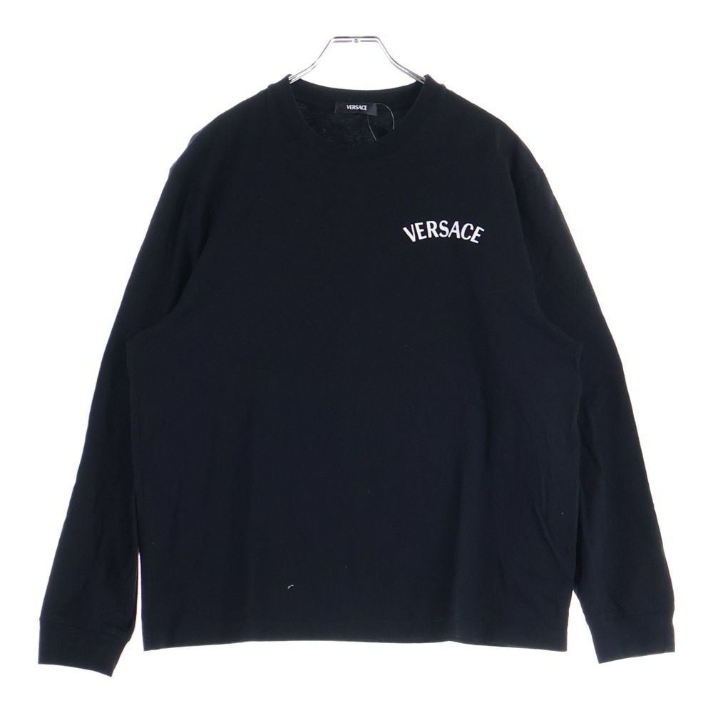 VERSACE (ヴェルサーチ) MILANO L/S TEE ロゴ刺繍長袖Tシャツ ロング