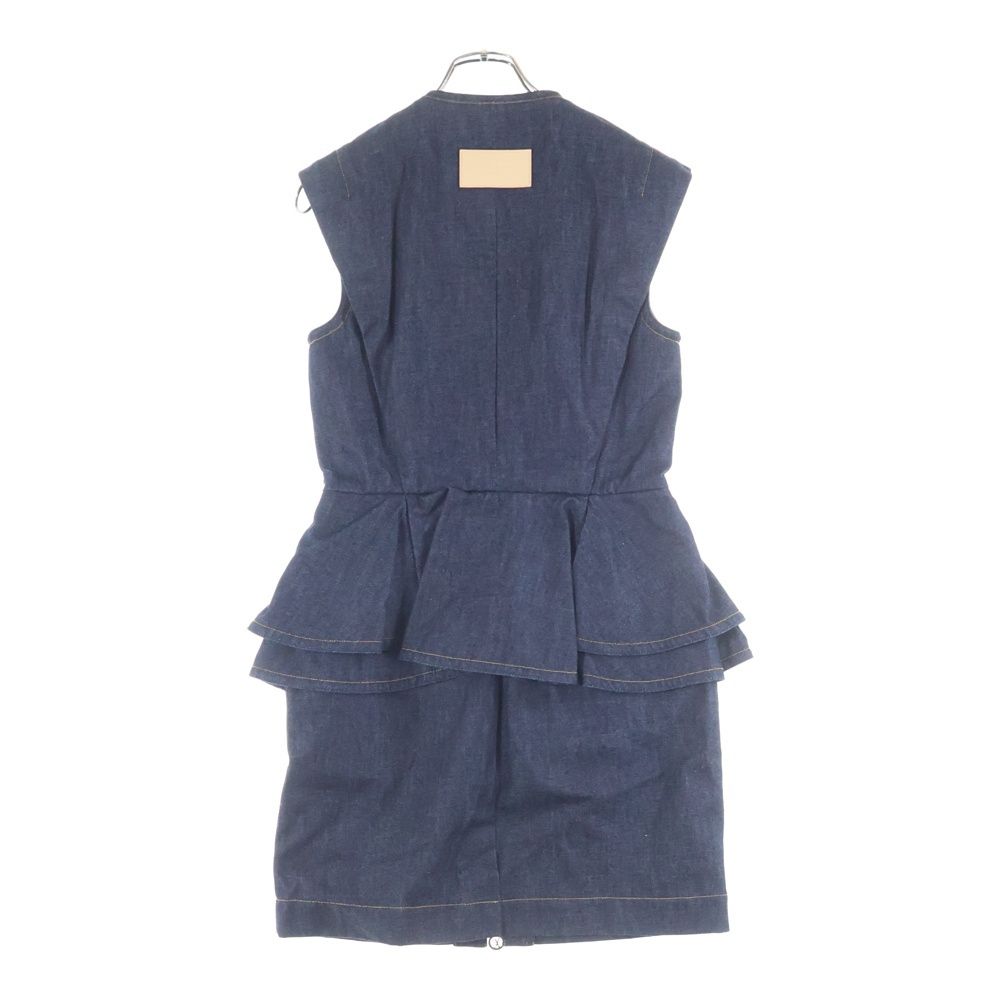 LOUIS VUITTON ルイヴィトン 25 SS ノースリーブ フリル ジップアップ デニム フラウンスドレス ぺプラムドレス インディゴ レディース RW 251 WB EFY FSRO 95