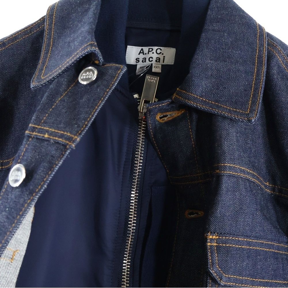 APC Sacai ドッキングデニム ネイビー Lサイズ 美品 Sacai (サカイ) ×A.P.C アーペーセー ドッキング デニムジャケット