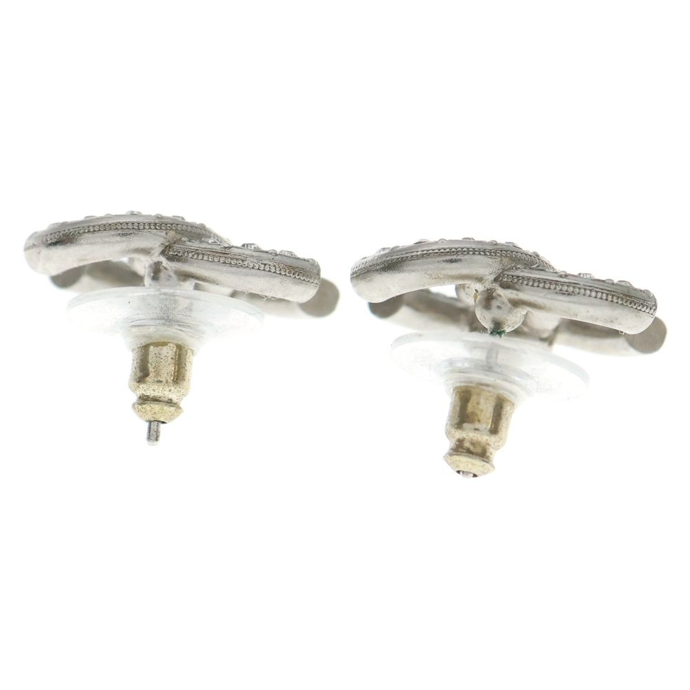 CHANEL シャネル ココマーク ラインストーンピアス シルバー