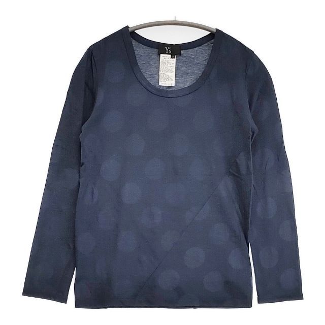 Y's ドット柄 長袖Tシャツ カットソー ロンT ネイビー レディース