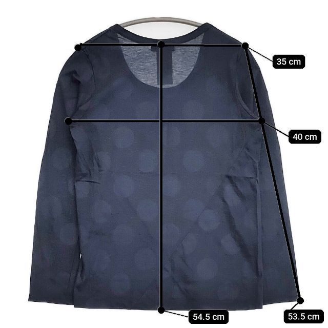 Y's ドット柄 長袖Tシャツ カットソー ロンT ネイビー レディース