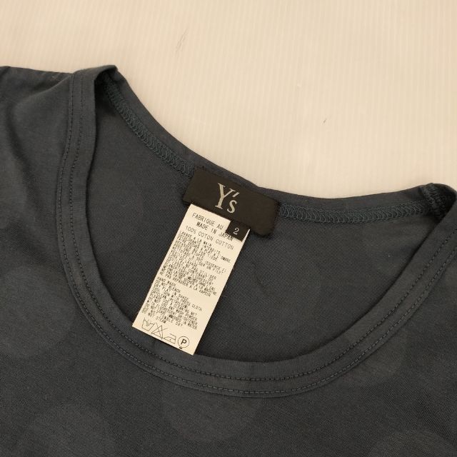 Y's ドット柄 長袖Tシャツ カットソー ロンT ネイビー レディース