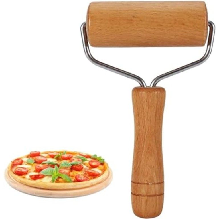 天然木製】麺棒 ローリングピン 木製ハンドル付き 滑り止めグリップ