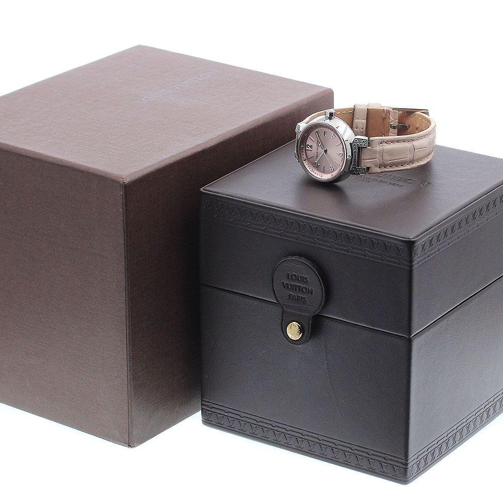 ルイ ヴィトン LOUIS VUITTON Q 121 Y タンブール ブラッシュディアモンPM 12 P ラグダイヤ クォーツ レディース き_930804