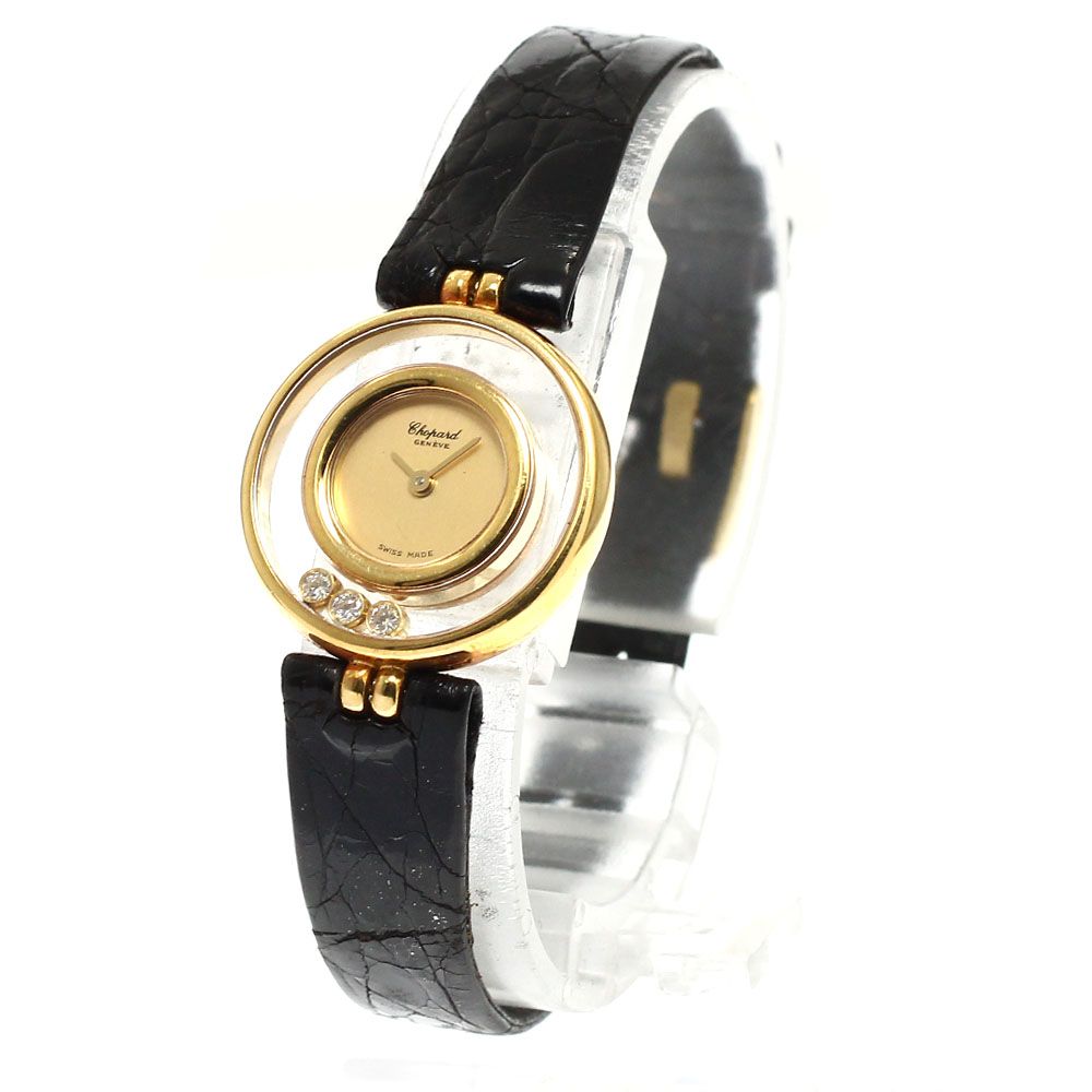 ショパール Chopard 20 4801 ハッピーダイヤモンド K 18 YG 3 Pダイヤ クォーツ レディース _666611