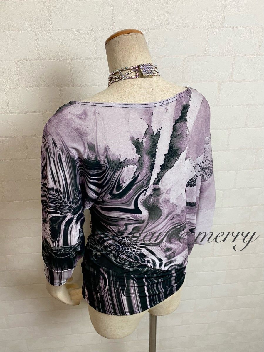 新品　社交ダンス　ドルマン　トップス　ピンク　紫　黒　ラテン　2962 新品 社交ダンス ドルマン チュニック トップス 紫 黒 パンツに 2962