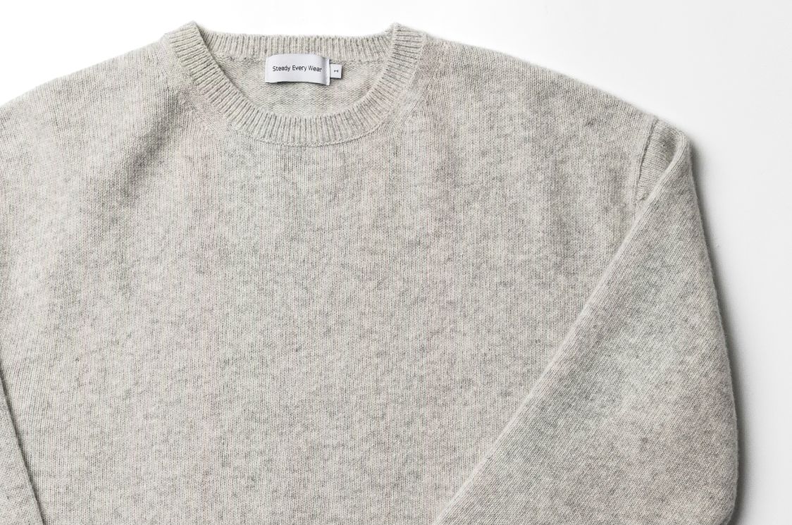 SEW コージ ウール カシミア ラウンドネック ニット 白メランジ