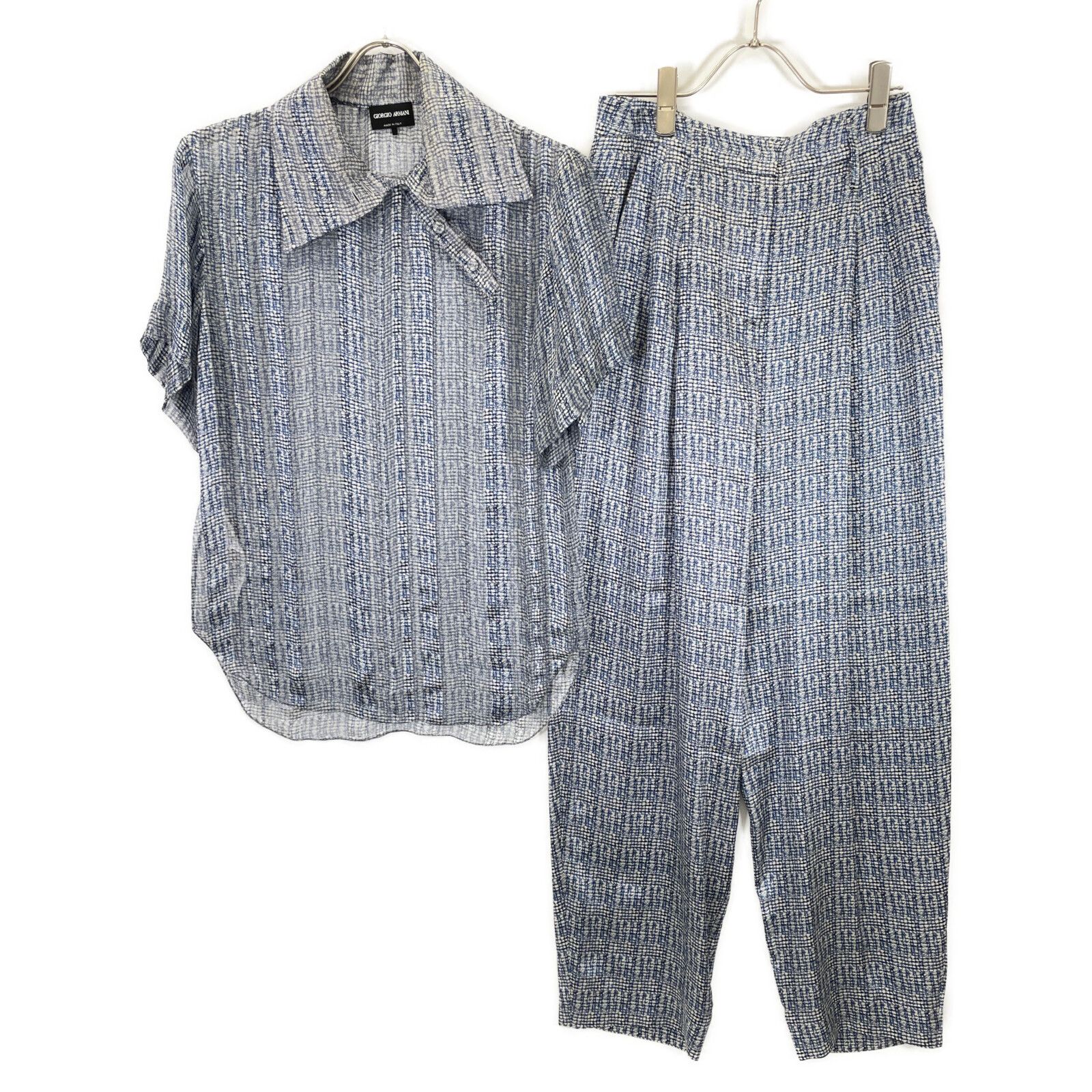 GIORGIO ARMANI ジョルジオアルマーニ ライトブルー 21年 1 WHCC 01 l 総柄 セットアップ 38