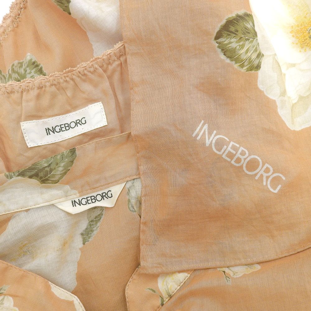  INGEBORG インゲボルグ 花柄 スカーフ付き ワンピース シャツ セットアップ レディース オレンジ M その他 その他
