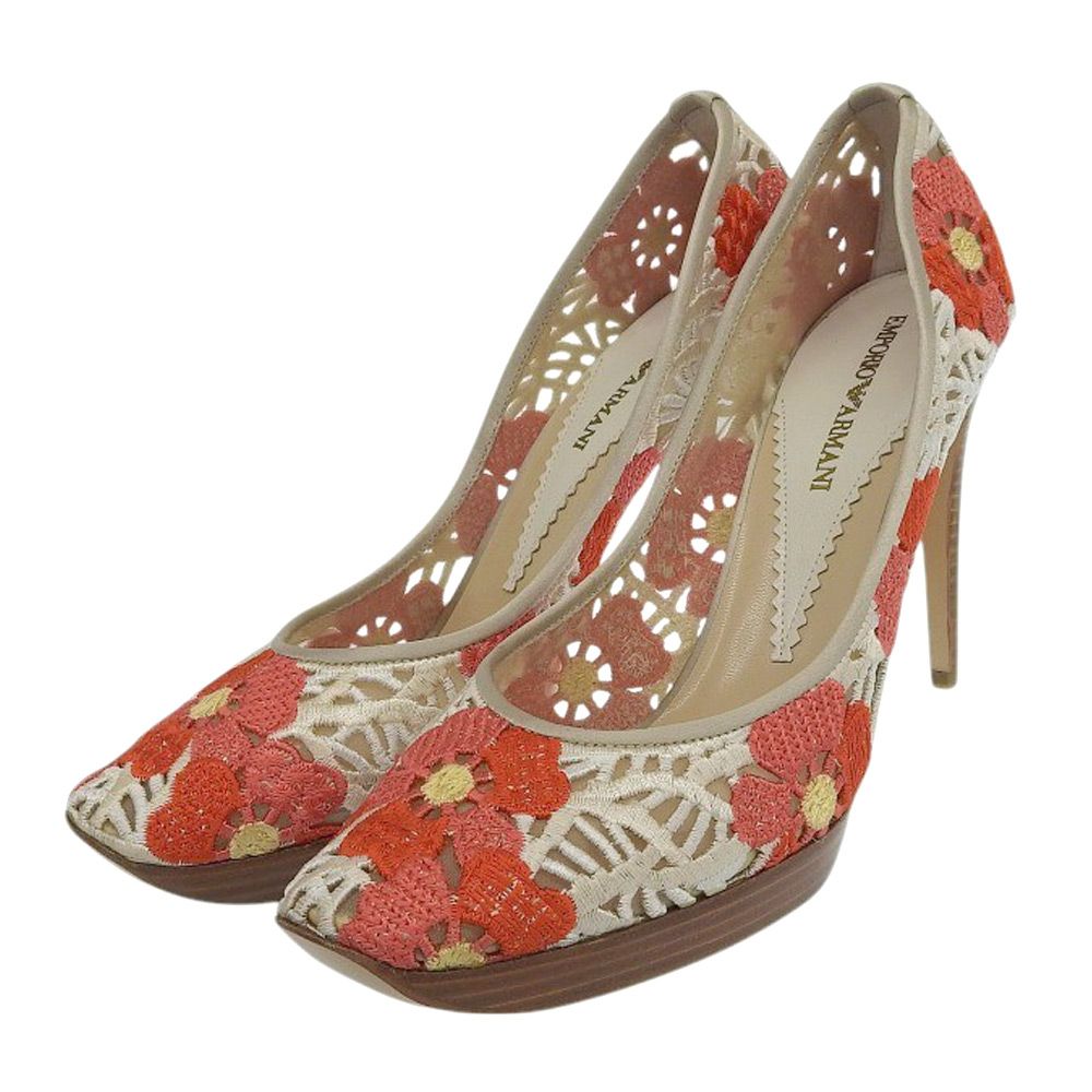 EMPORIO ARMANI エンポリオアルマーニ 新品同様 フラワー刺繍 サテン