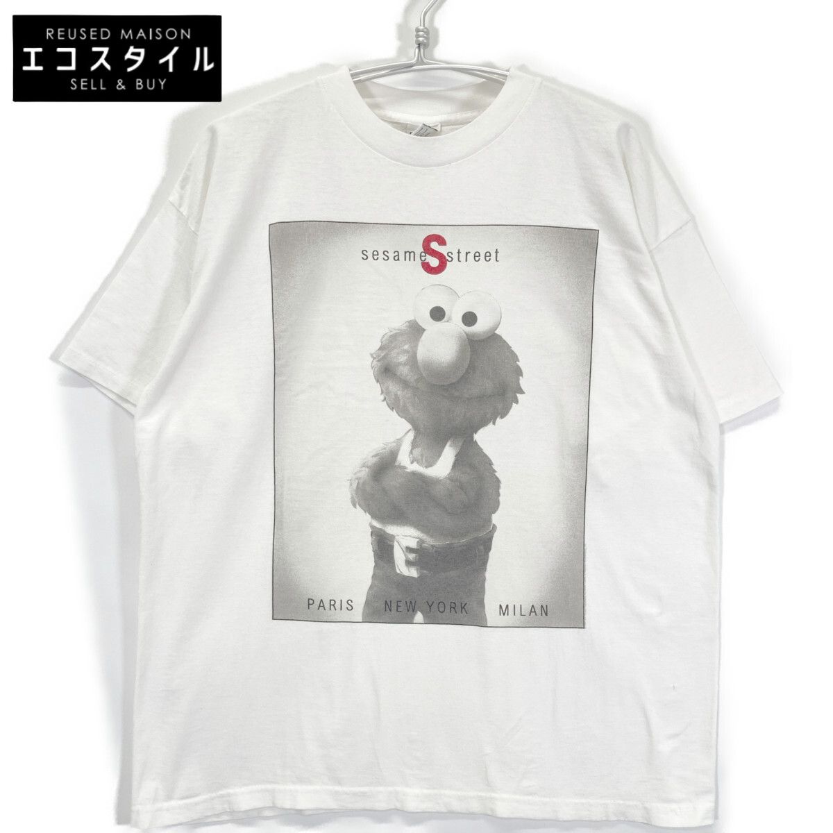 Poly Gram ポリグラム 90 S ホワイト セサミストリート エルモプリントTシャツ XL