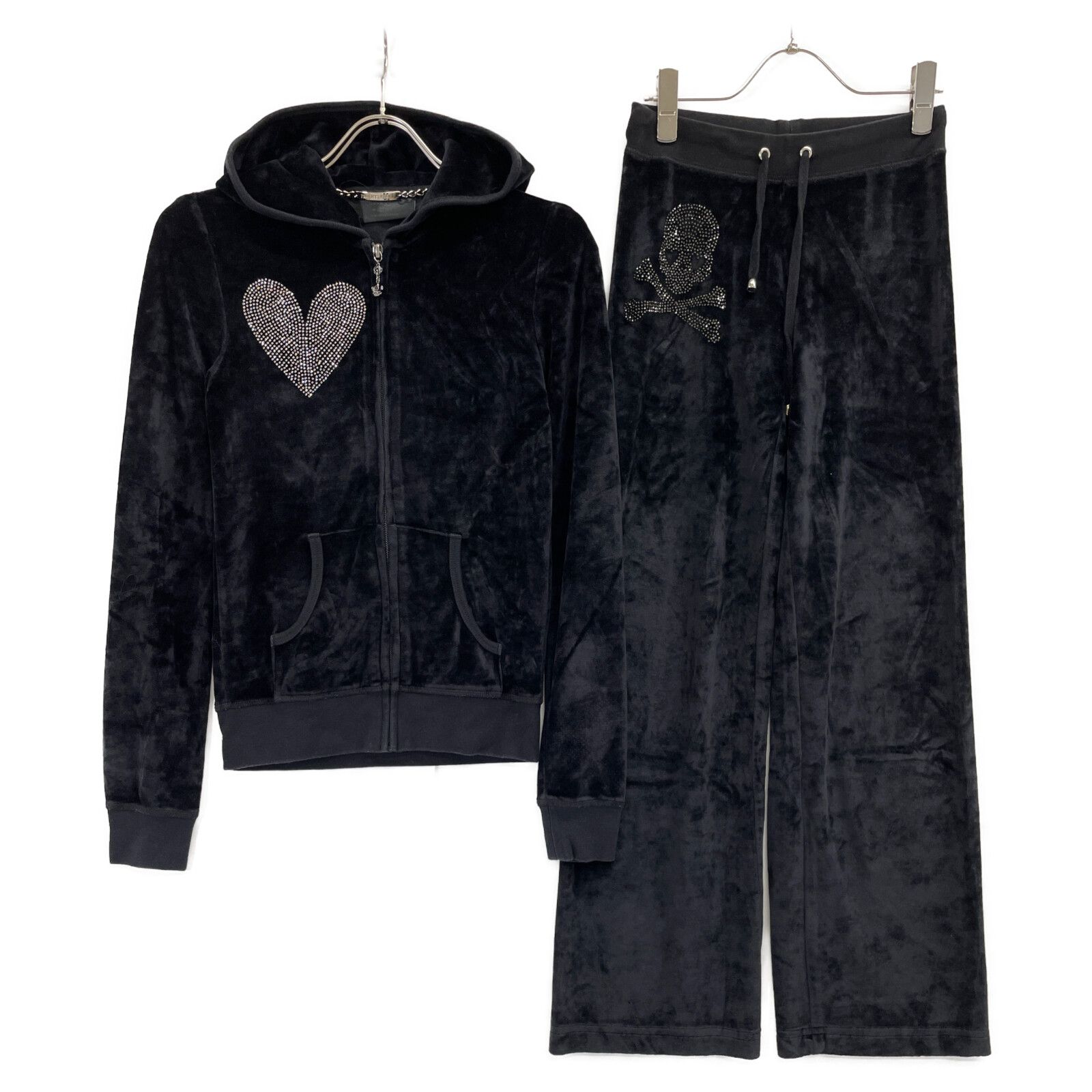 PHILIPP PLEIN フィリッププレイン ブラック ベロア スワロフスキー ジャージ セットアップ XS