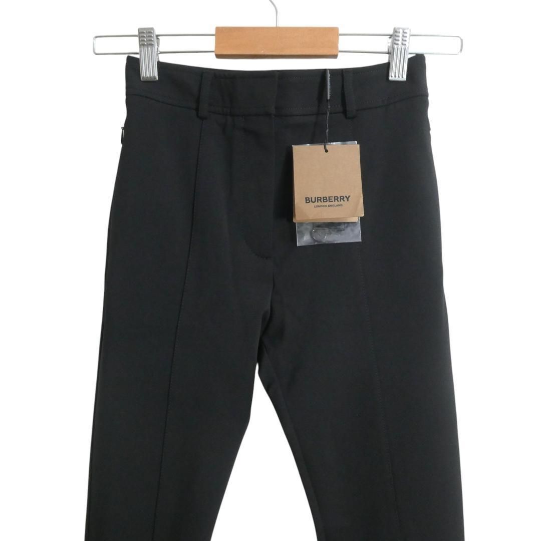 LONDON ENGLAND バーバリー サイズ32 リカルド期 ストレッチ フリンジ 裾ジップ スキニー パンツ スラックス レーヨン ナイロン 黒 ブラック レディース