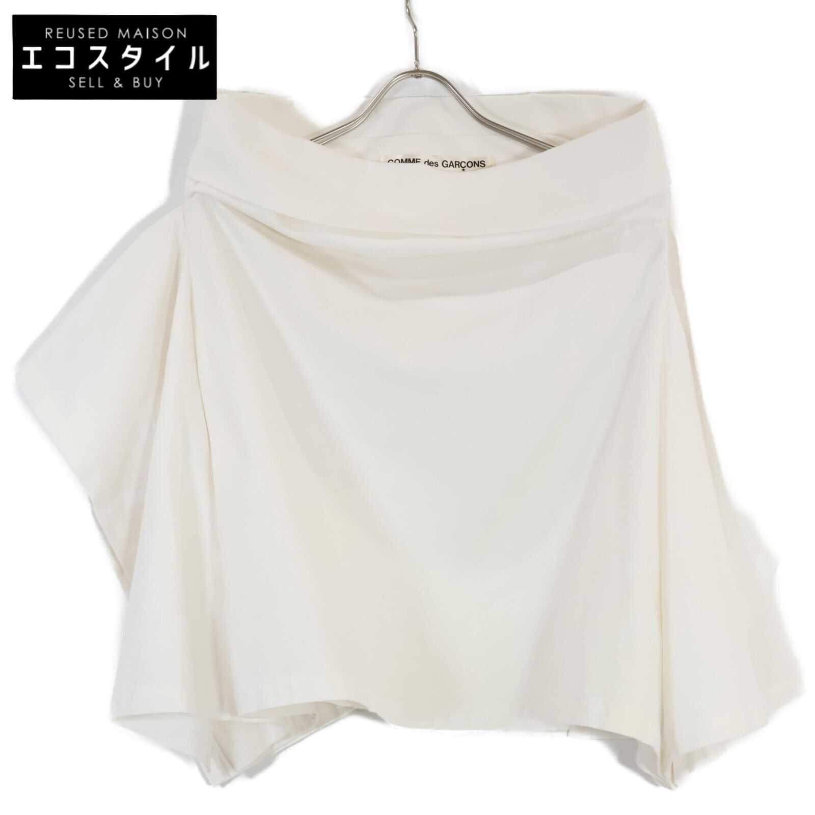 COMMEdesGARCONS コムデギャルソン 23年製 GL B 018 ホワイト コットン ショートスリーブ デザインハイネックカットソー M