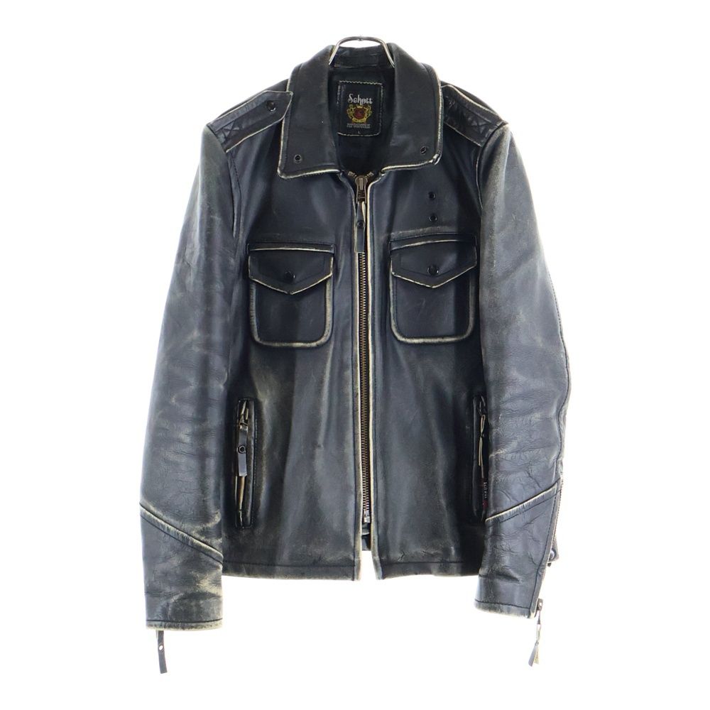 SCHOTT ショット ポリスマン ジップアップ レザージャケット ブラック 3141005