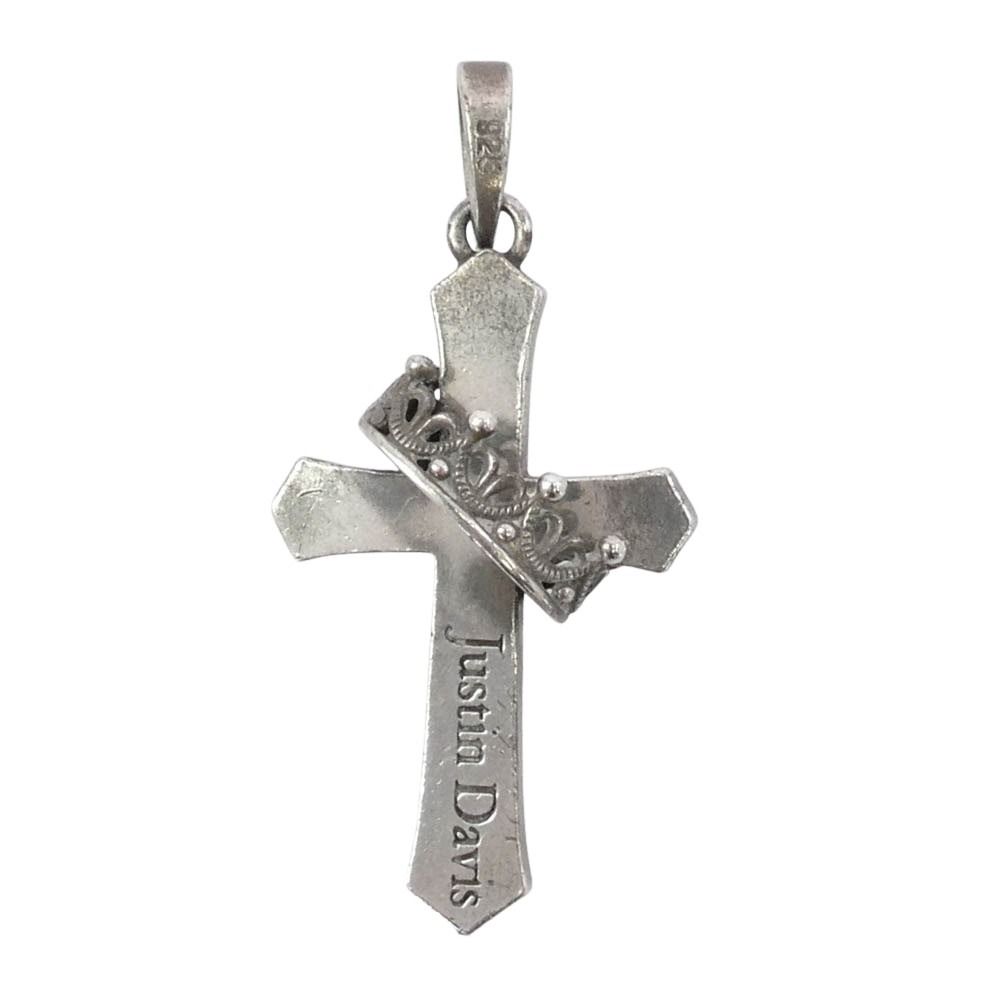 Justin Davis ジャスティンデイビス CROSS with CROWN クロス クラウン ペンダント トップ ブラック系 シルバー系