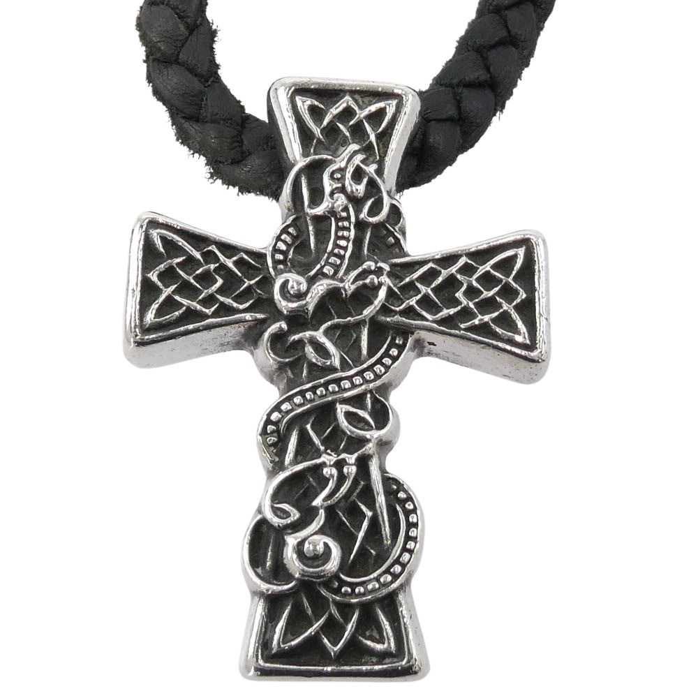 CHROME HEARTS クロムハーツ 原本無 CELTIC CROSS XS ケルティッククロス w レザーブレード ネックレス シルバー系 ブラック系