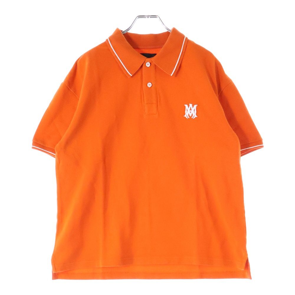 AMIRI アミリ ロゴ刺繍 鹿の子 半袖ポロシャツ オレンジ