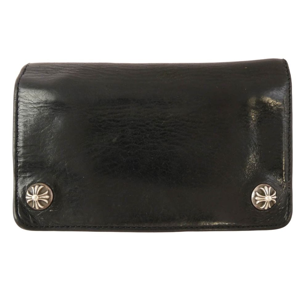 CHROME HEARTS クロムハーツ 原本無 1 ZIP クロスボールボタン 1ジップ レザー ウォレット 財布 ブラック系