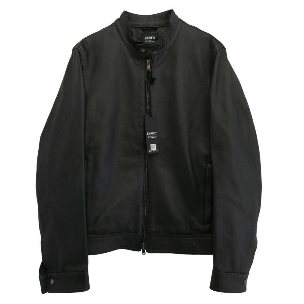 EMMETI エンメティ 8049 66 イタリア製 JURI NAPPA CERATA ユリナッパチェラータ シングルライダースジャケット ブラック系 48 上