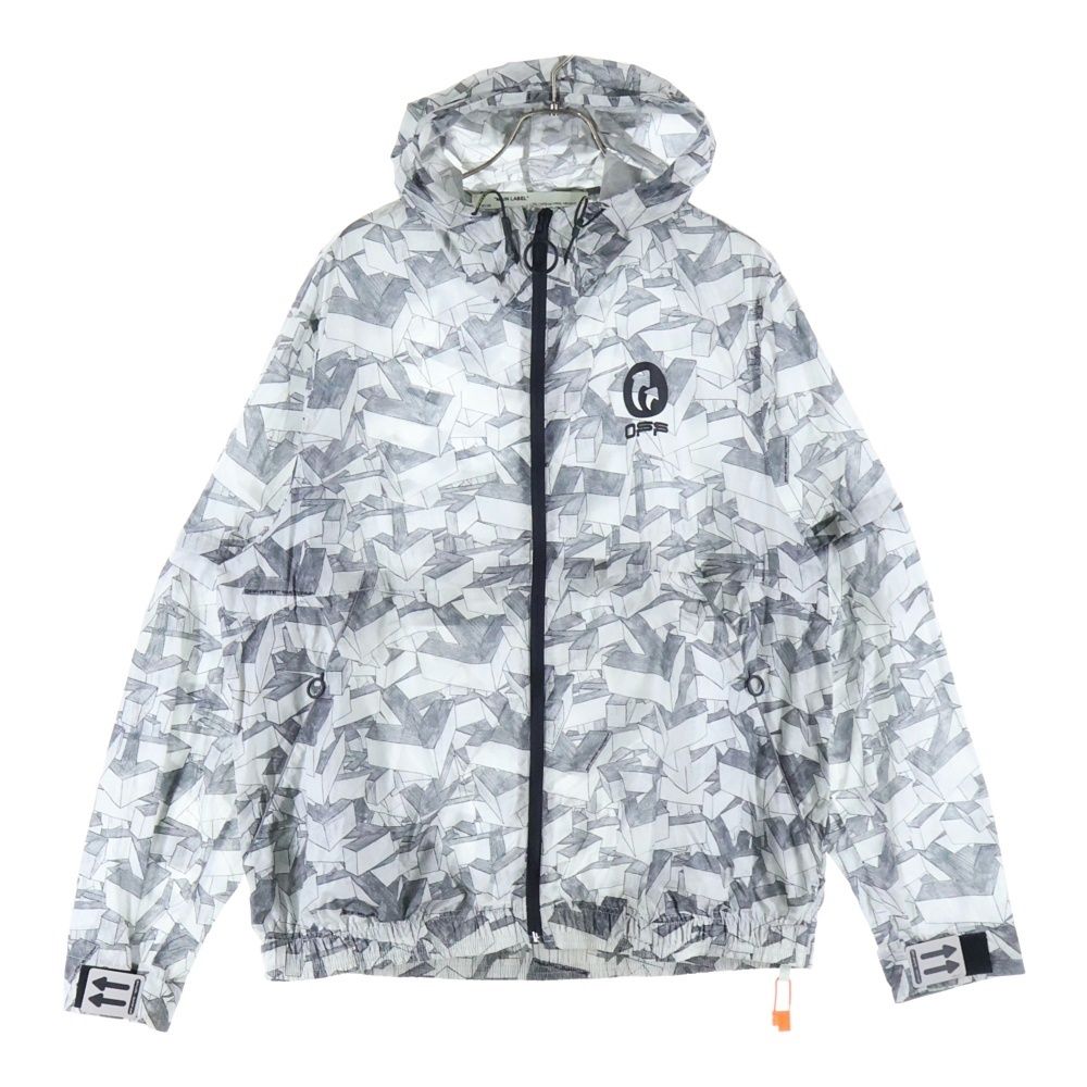 OFF WHITE オフホワイト ジップアップ総柄 ブルゾン ジャケット グレー