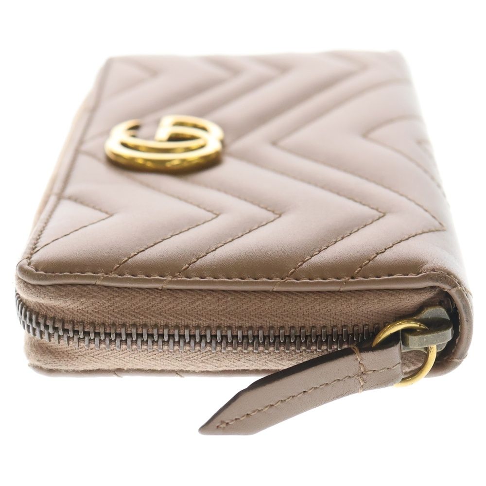 グッチ 長財布 マーモント GG ラウンドファスナー ベージュ ゴールド 金具 GUCCI (グッチ) GGマーモント ラウンドファスナー長財布 ピンク