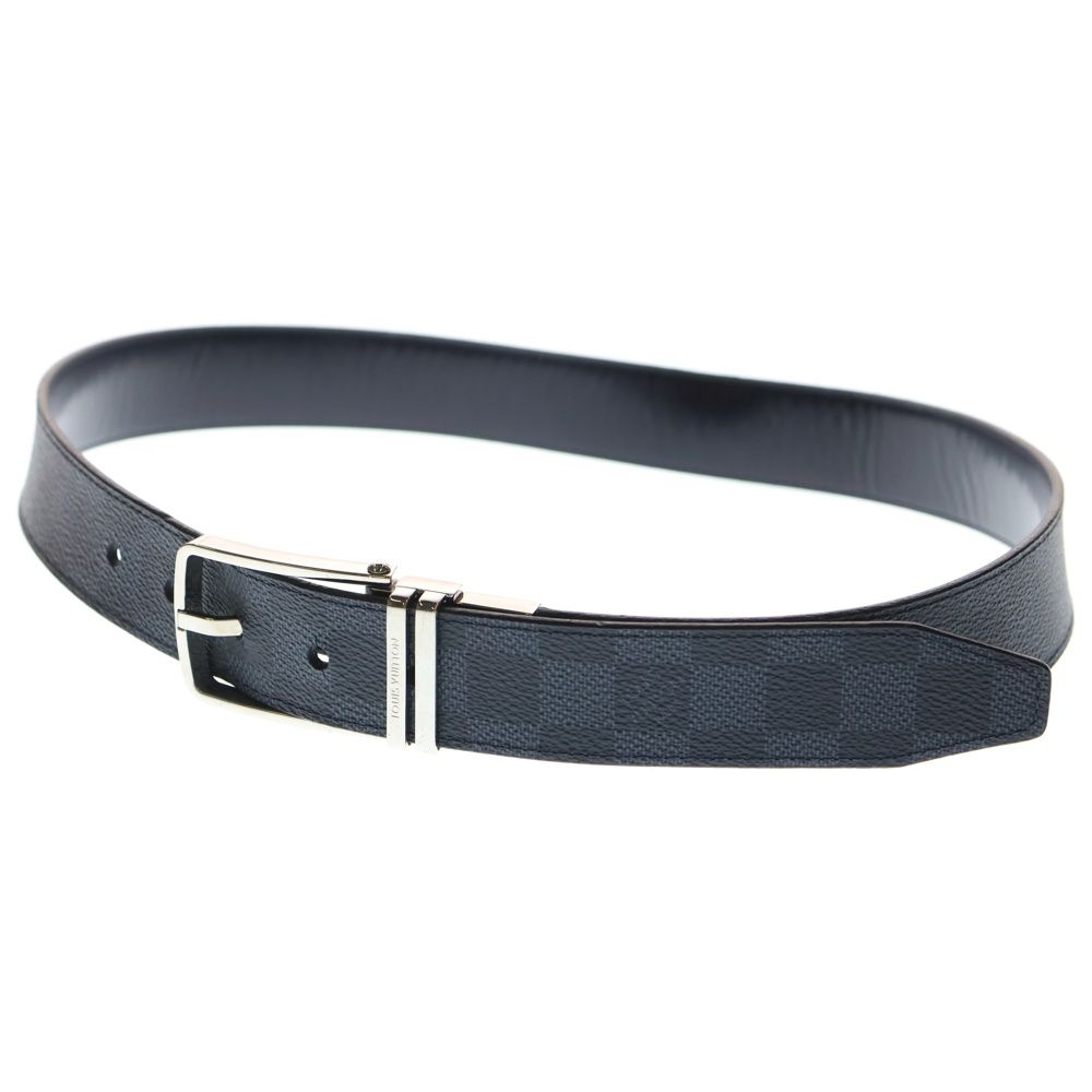 LOUIS VUITTON ルイヴィトン サンチュールボストン ダミエ コバルト リバーシブル レザー ベルト ブラック M 9216 BC 0136