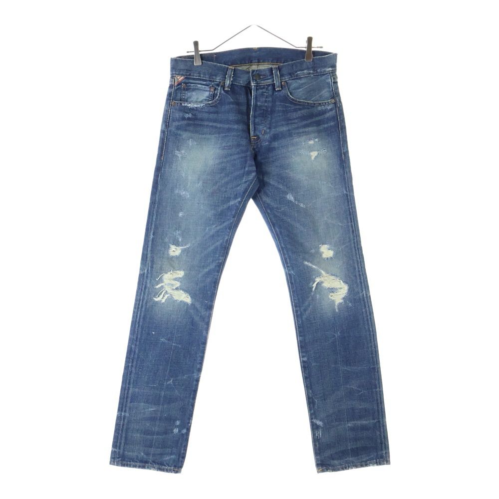 RALPH LAUREN ラルフローレン Slim ボタンフライ ダメージ加工 デニムスキニーパンツ インディゴ