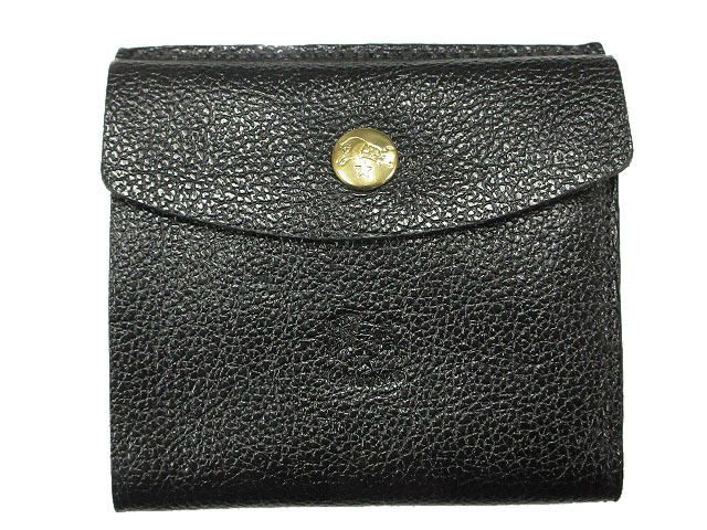 イルビゾンテ IL BISONTE ミニ財布 ウォレット ブラック 黒 レザー 牛革 二つ折り