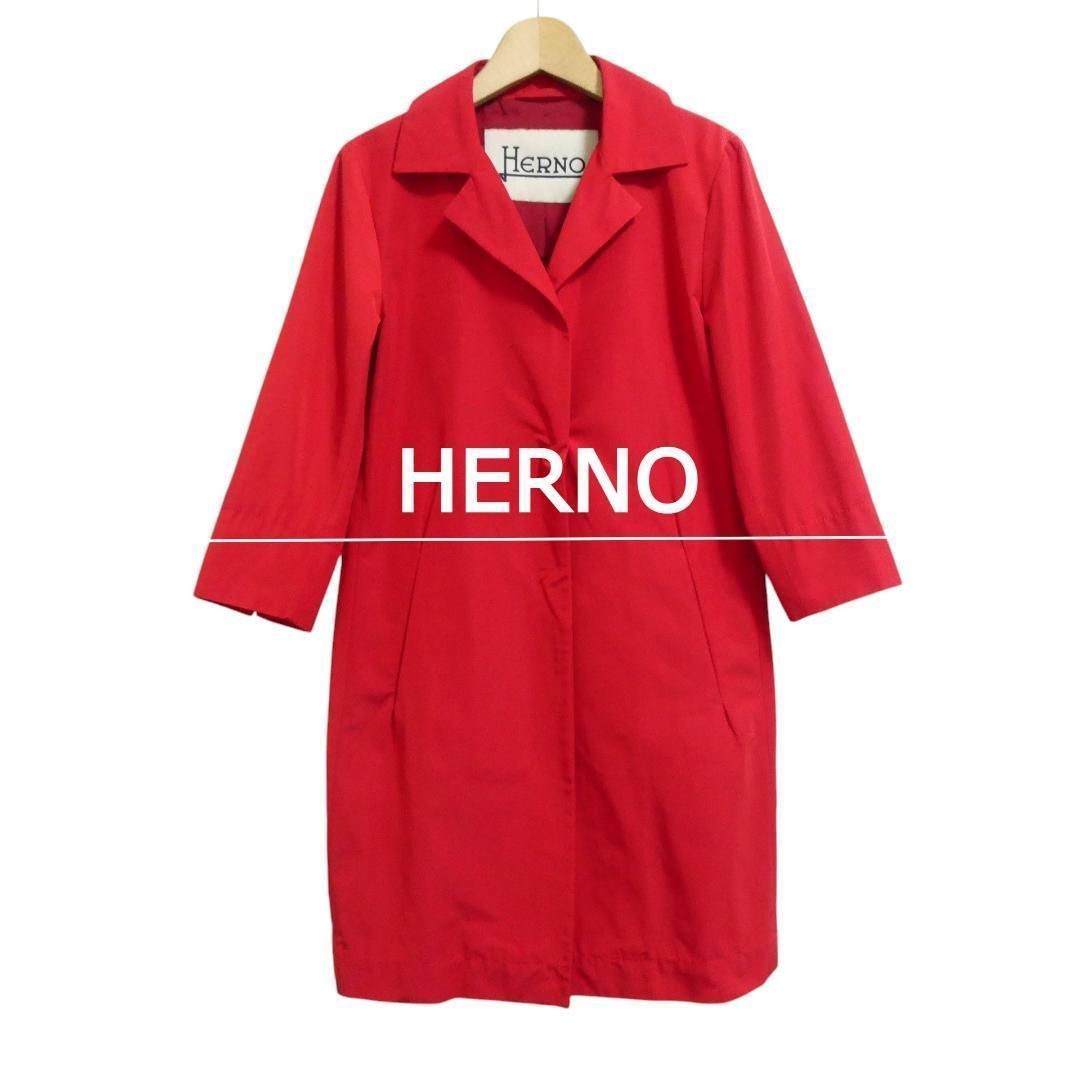 美品 HERNO ヘルノ サイズ42 コットン×ポリエステル ロング丈 七分袖