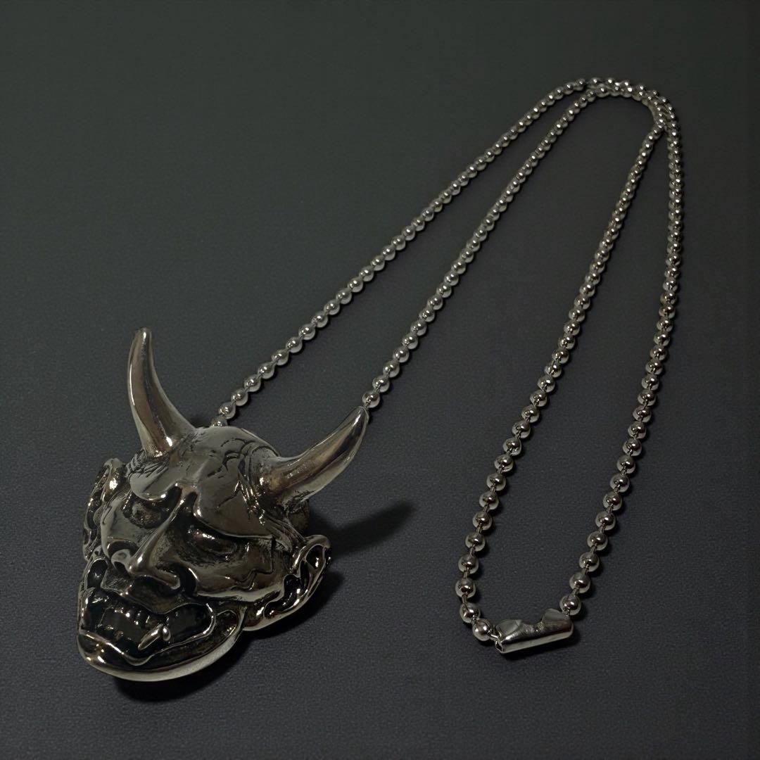 ♥ 和風 般若 ネックレス ペンダントトップ ボールチェーン チョーカー シルバー necklace