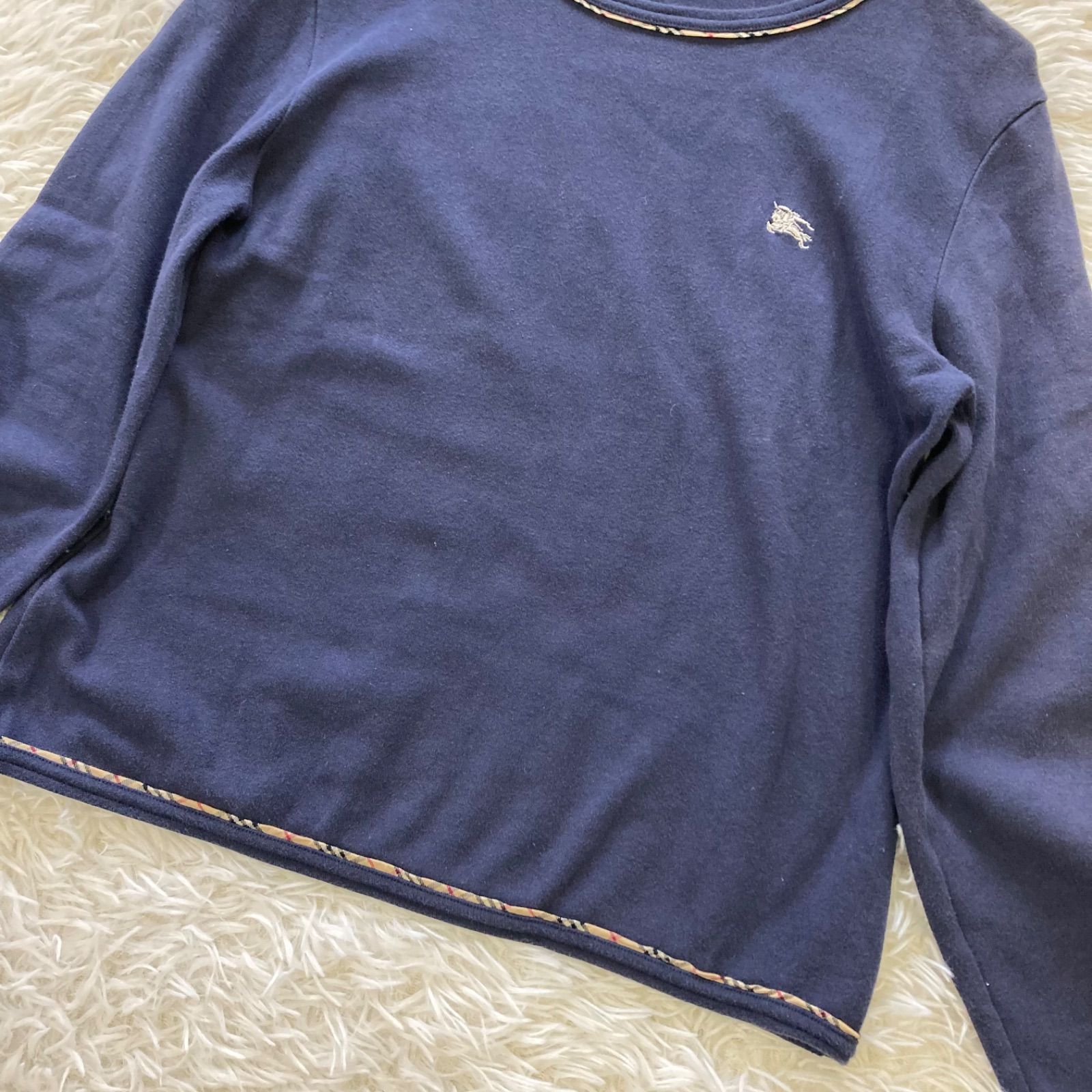 バーバリーロンドン ブルゾン ノバチェック ホースロゴ刺繍 ネイビー LLサイズ BURBERRY（バーバリー） バーバリーズ Burberry's ノバチェック