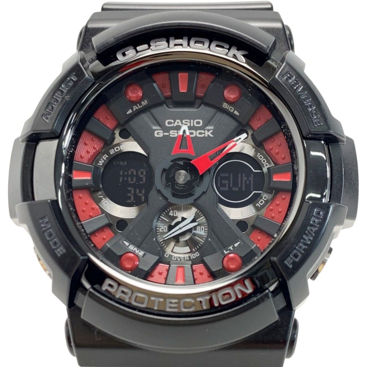 CASIO カシオ G SHOCK クロノグラフ GA 200 SH 1 AJF ブラック レッド クォーツ ラバー