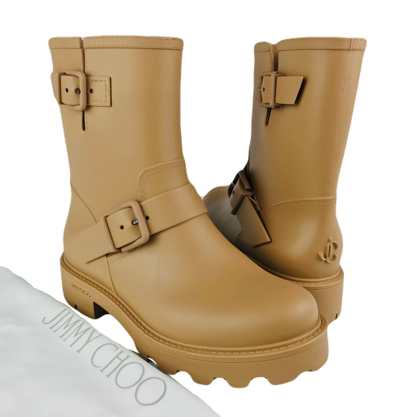 ジミーチュウ　ラバー　レインブーツ　ロングブーツ　ベルト付き　YAEL FLAT JIMMY CHOO（ジミーチュウ） レインブーツ YAEL FLAT ZPX レディース